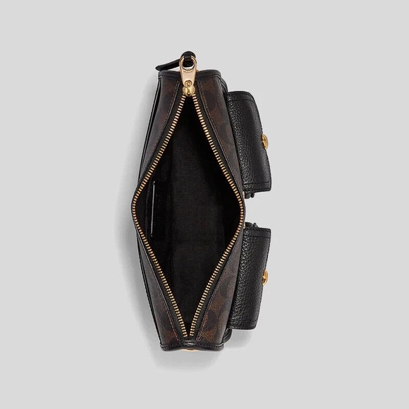 COACH Pennie Signature Canvas Women's Crossbody Bag with Coin Case - Brown/Black - Picture 3 of 15